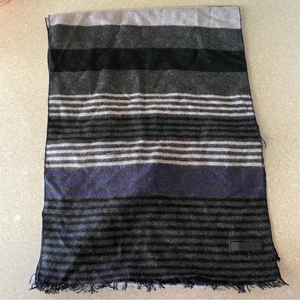 Five Four Navy Striped Viscose Fuzzy Outdoor Classic Career Preppy Scarf